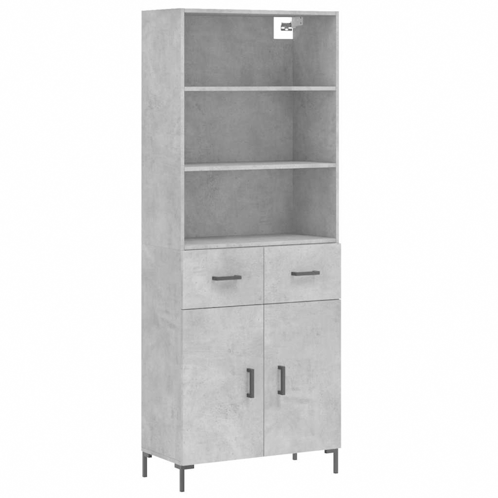 vidaXL 2 Door 2 Drawer 3 Shelf Concrete Grey Highboard Image 2