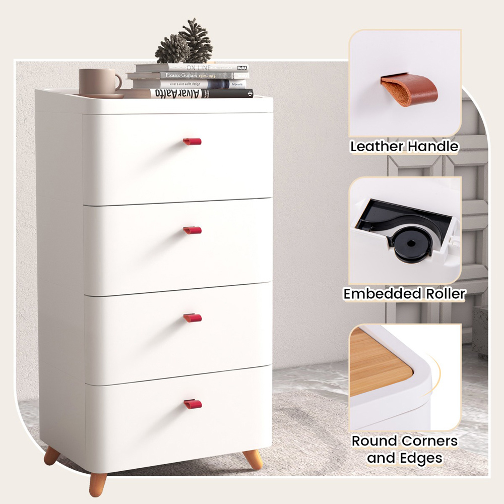 Costway 4 Drawer White Storage Cabinet with Removable Organizer Tray Image 7