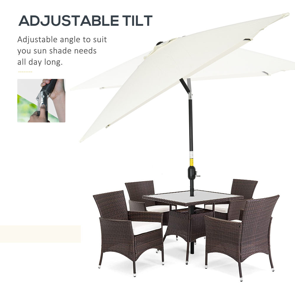 Outsunny Cream White Crank and Tilt Parasol 3 x 2m Image 4