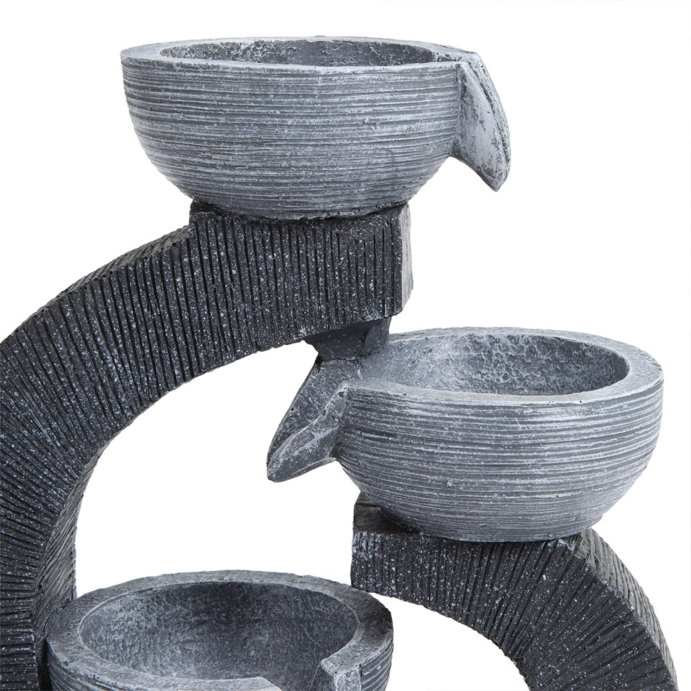 Living and Home 3 Tier Bowl Shaped Imitation Rock Solar Powered LED Water Feature Image 3