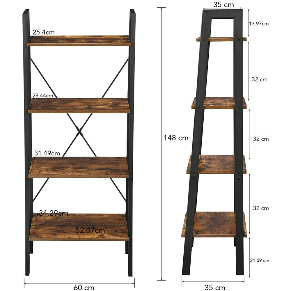 Walnut 4 Shelf Ladder Bookcase Image 4