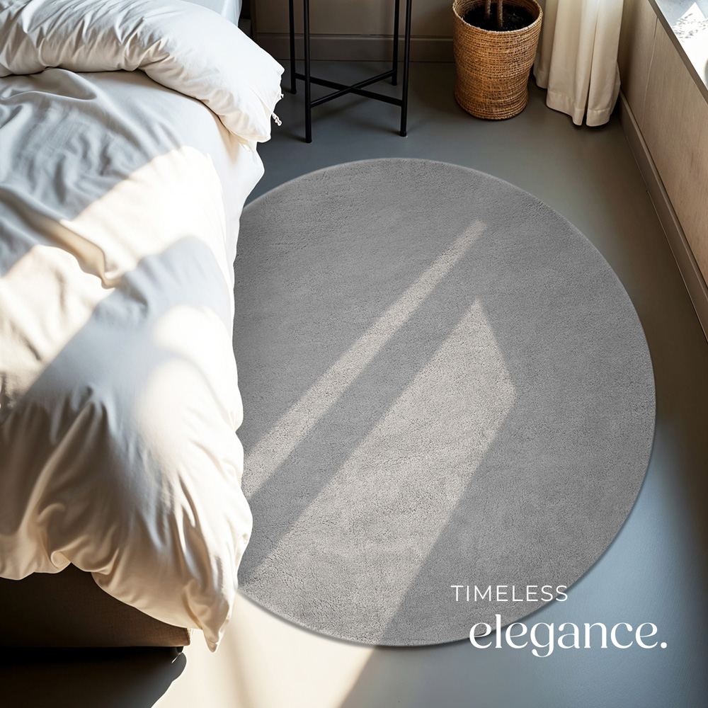 tectake Zonelle Grey Short Pile Ultra Soft Rug 120 x 120cm Image 6