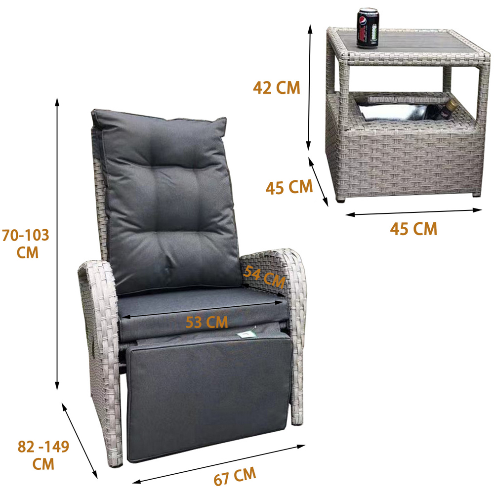 Furniture One 2 Seater Rattan Garden Recliner Lounge Set with Ice Bucket Image 6