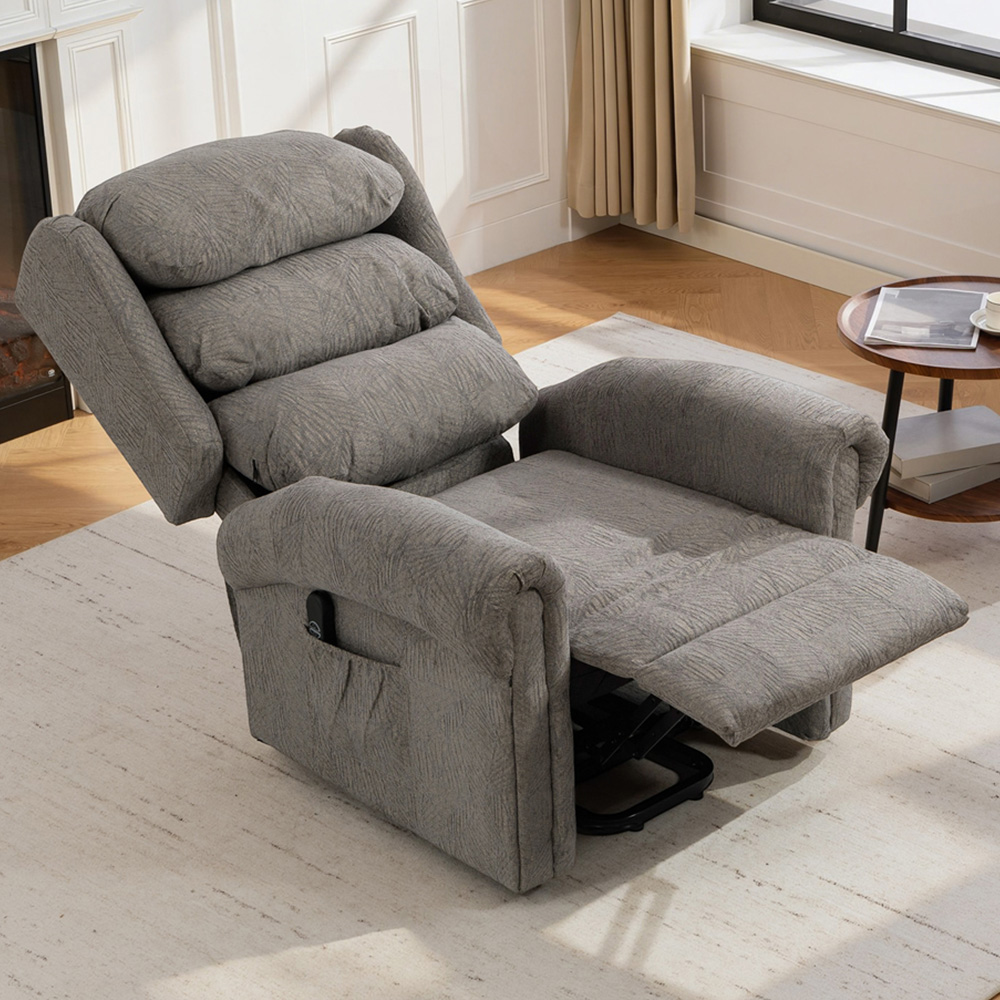 Portland Dark Grey Electric Power Lift Recliner Armchair with Remote Image 1