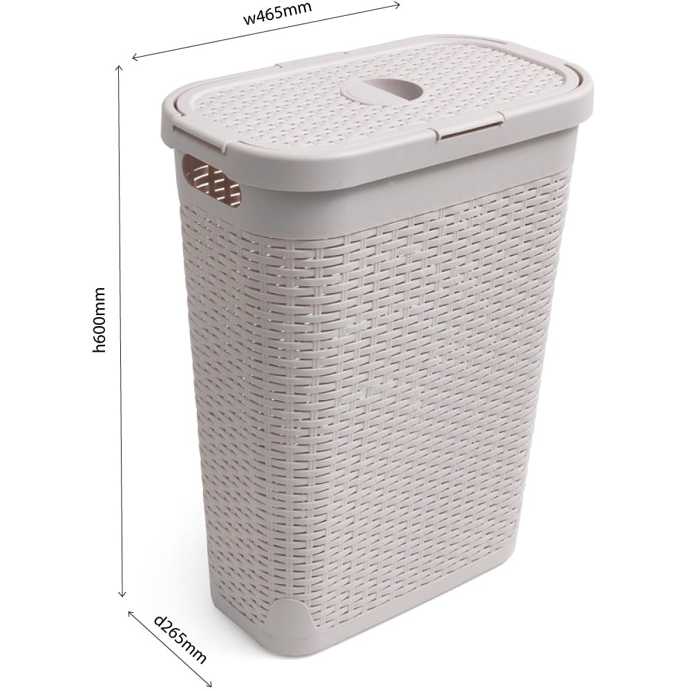 Addis Beige Faux Rattan Slim Laundry Hamper 40L Image 5