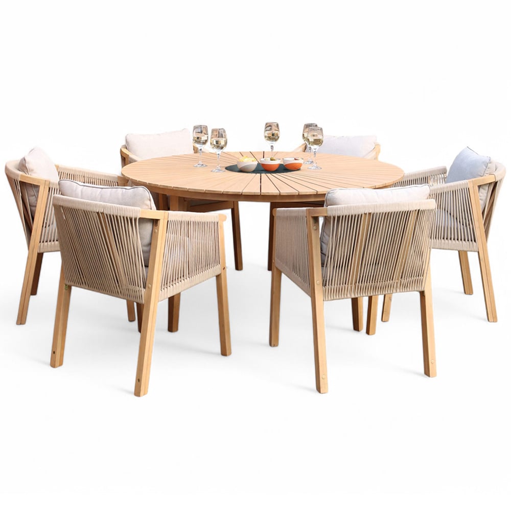 Royalcraft Roma 4 Seater Sunray Acacia Round Dining Set with Black Granite Insert Image 2