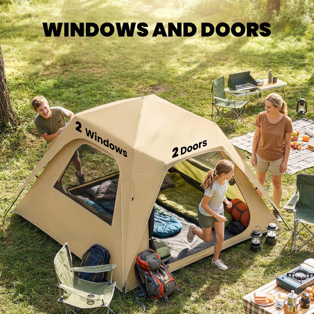 Outsunny 3-4 Person Waterproof Pop Up Camping Tent Khaki Image 8