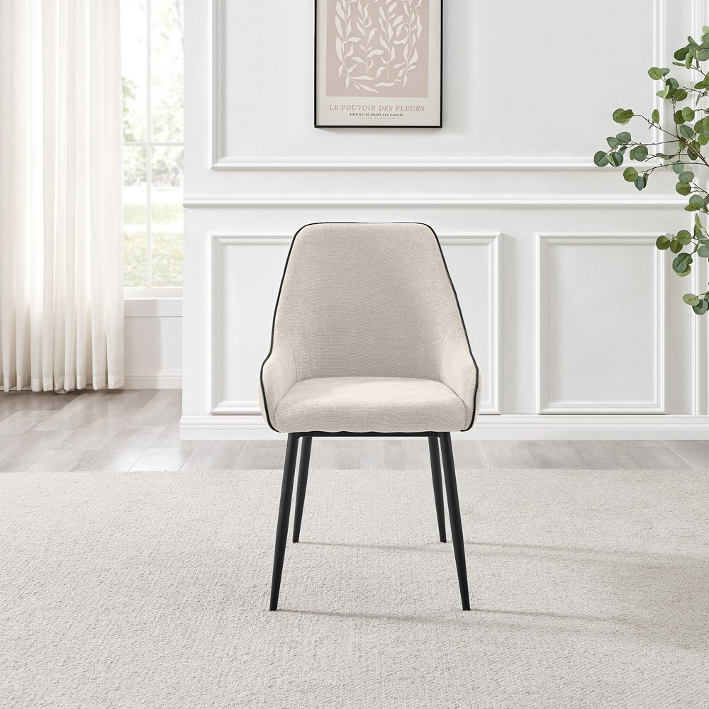 Furniturebox Belton Set of 2 Cream and Black Dining Chair Image 6