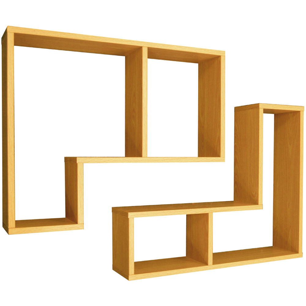 Watsons Twin Set of 2 Beech Floating Shelf Image 2