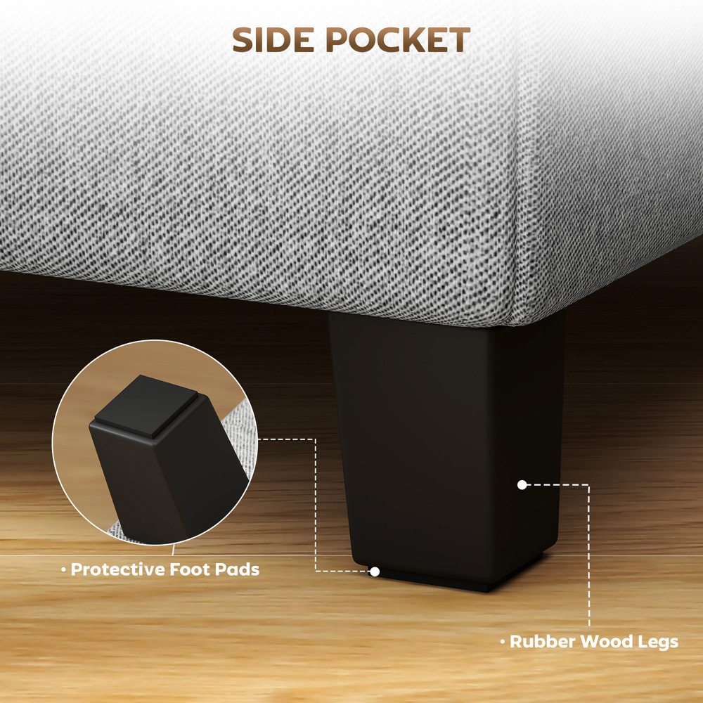 HOMCOM Light Grey Square Small Ottoman Seat Image 7