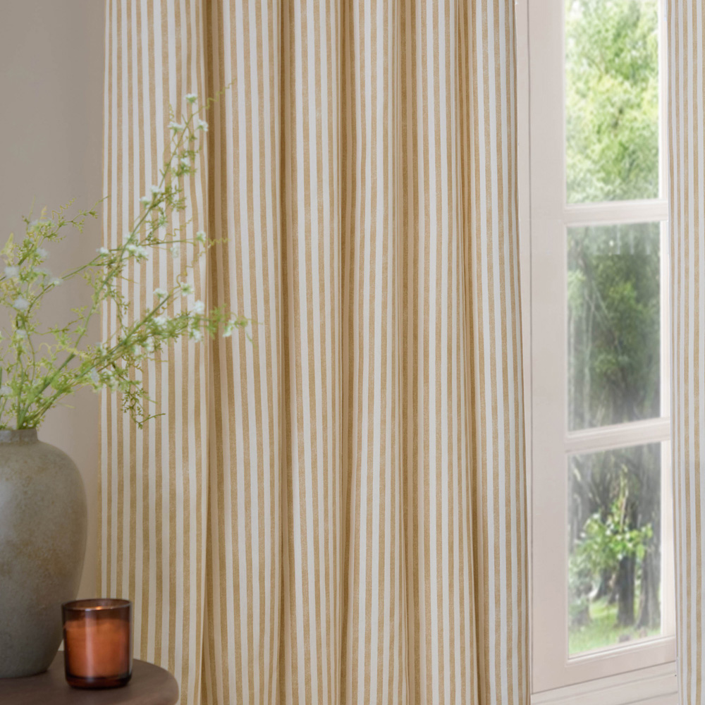 Yard Honey Yellow Hebden Striped Lined Eyelet Curtains 168 x 183cm Image 3