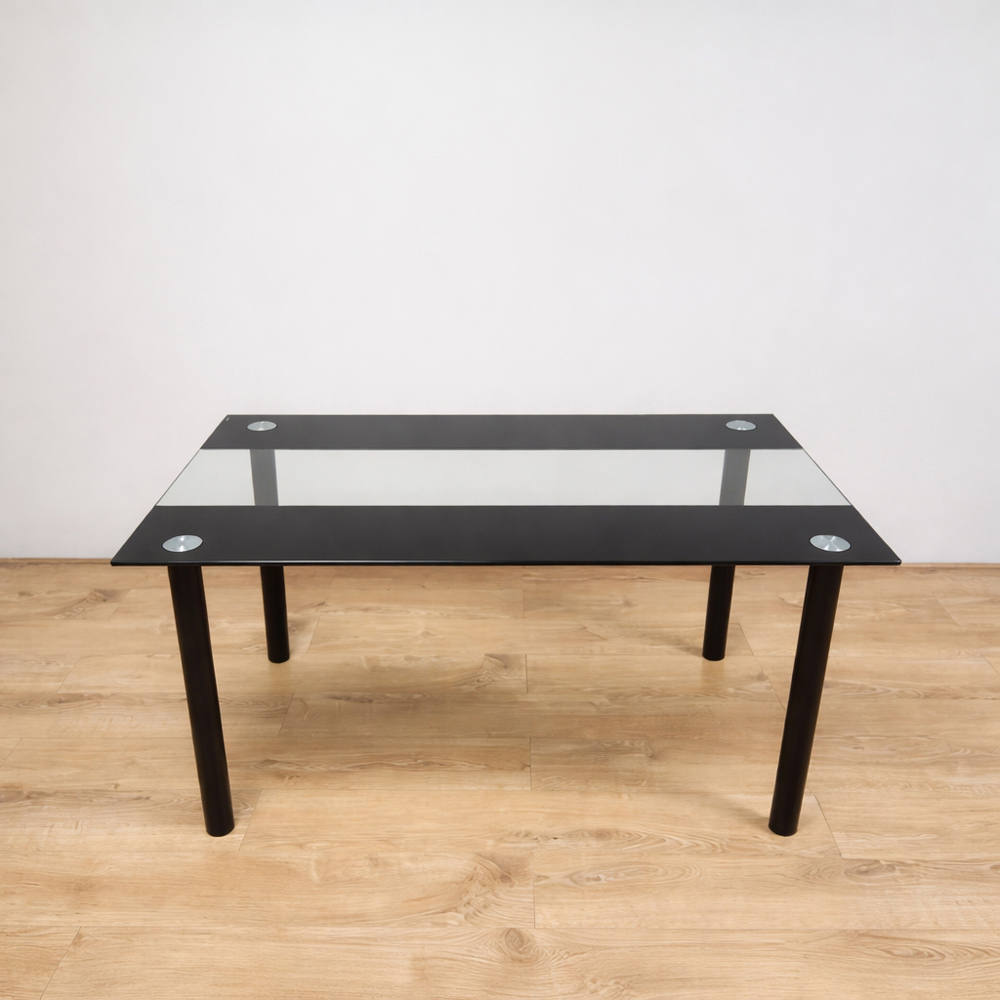 Portland Kosy Koala 6 Seater Velvet Glass Dining Set Black Image 3
