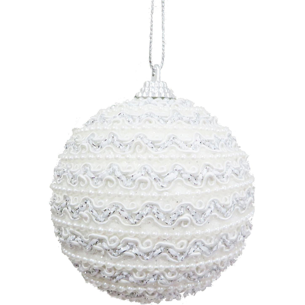 White and Silver Swirl Bauble - White Image 3