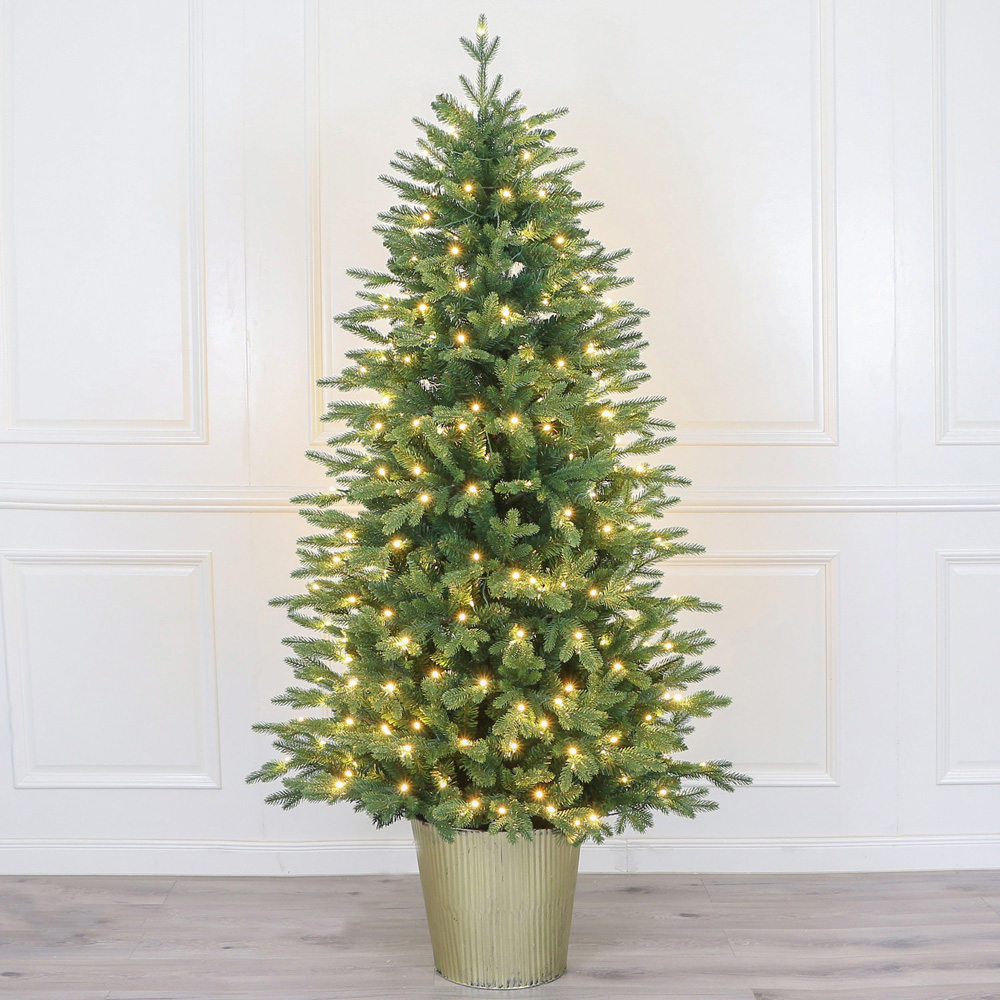 5ft Pre-Lit Hilton Potted Christmas Tree Green Image 5