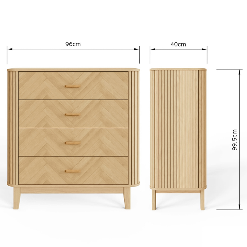 GFW Axel 4 Drawer Oak Chevron Pattern Chest of Drawers Image 9