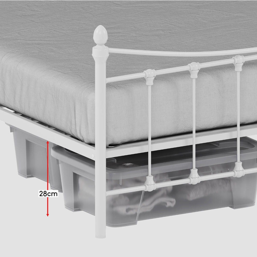 Vida Designs Paris King Size White Metal Bed Frame Image 7