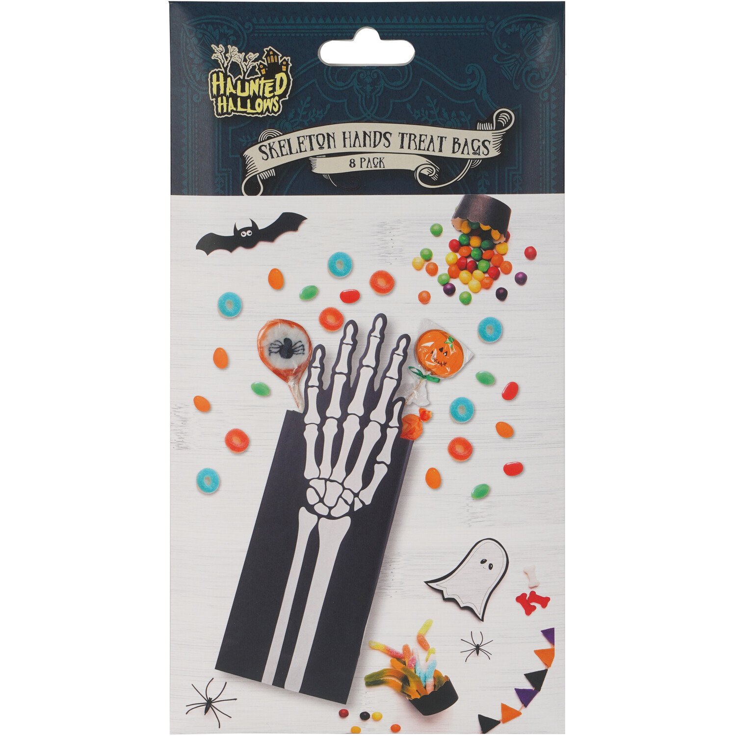 Skeleton Hands Treat Bags Black and White Image 1