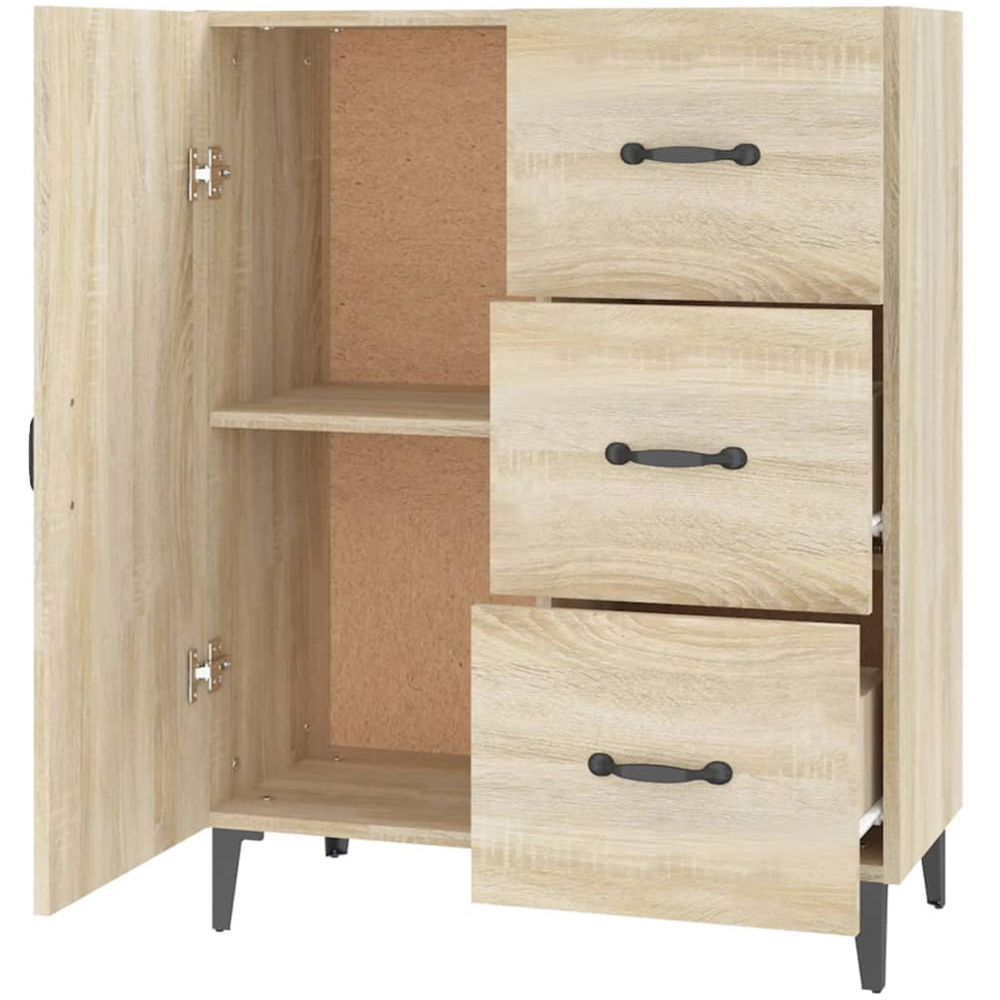 vidaXL Single Door 3 Drawer Sonoma Oak Sideboard Image 7