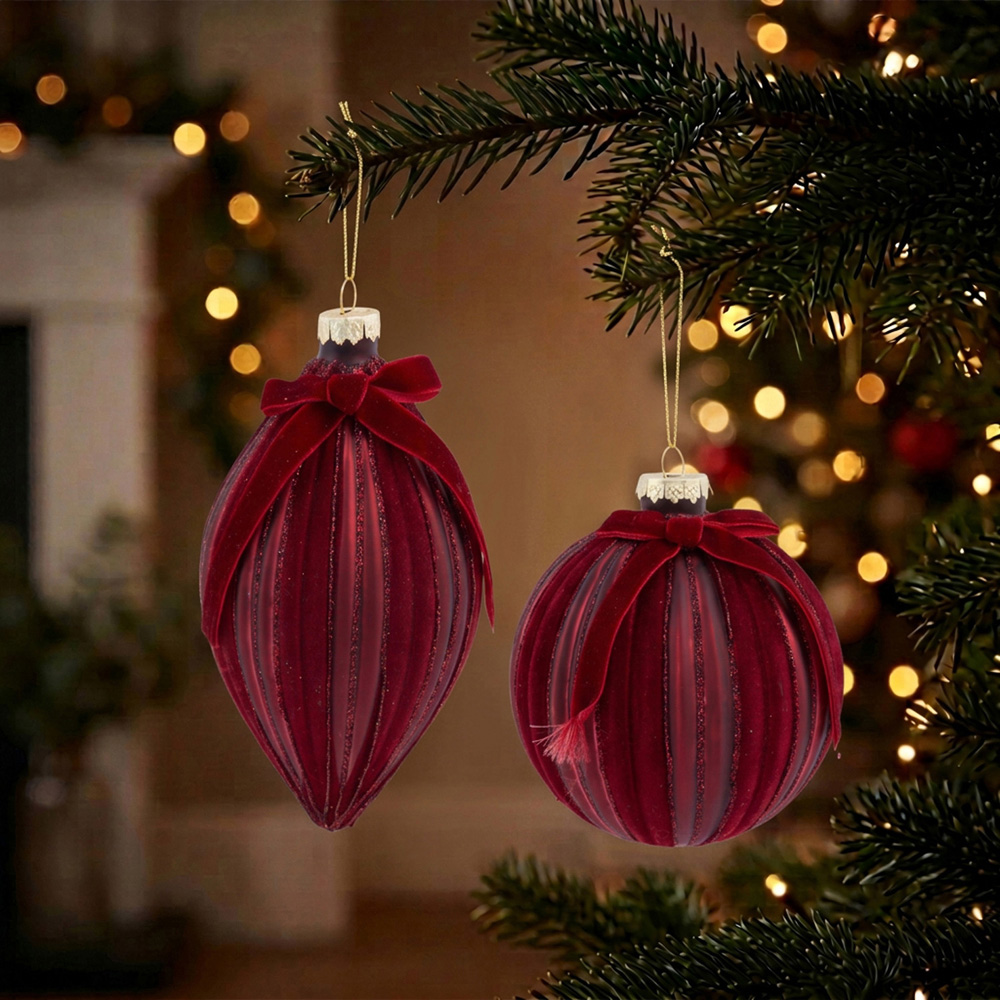 Glitter Flocked Bow Bauble Image 3