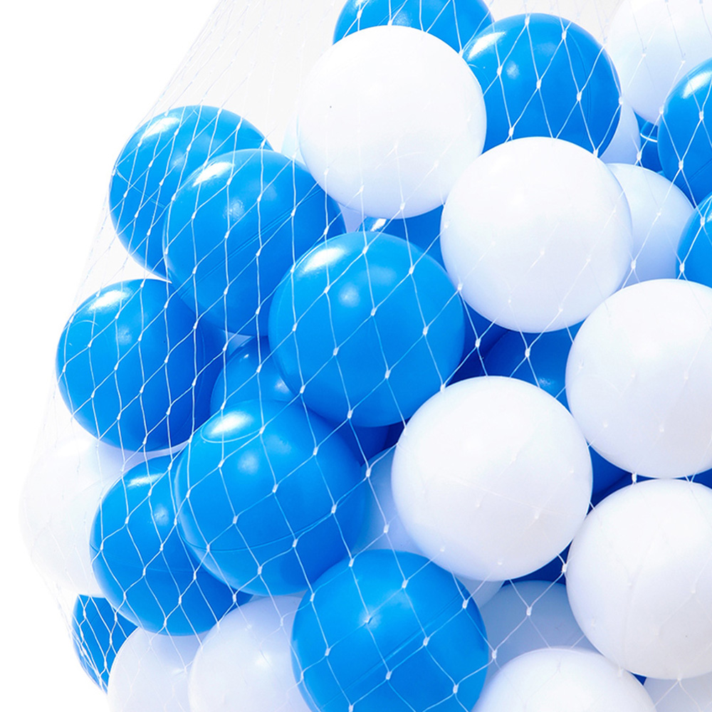 Living and Home Blue and White Plastic Pit Balls with Mesh Bag 100 Pack Image 7