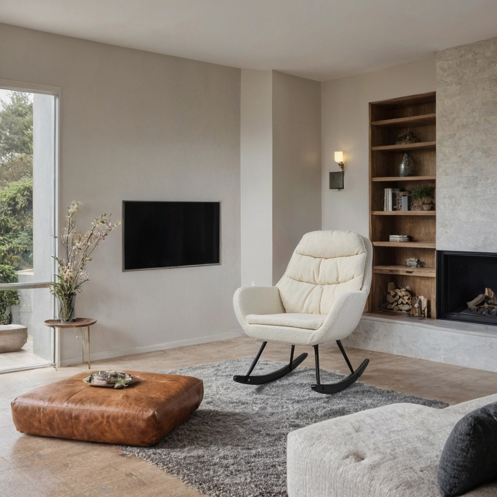 H&O Direct Modern Upholstered Rocking Chair Image 7