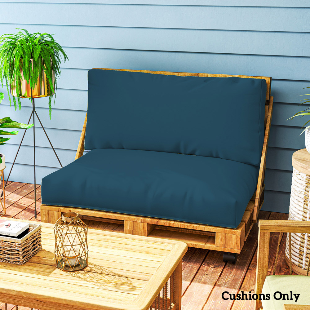 Outsunny 2 Seater Navy Blue Garden Pallet Cushions 125 x 120cm 2 Pack Image 2