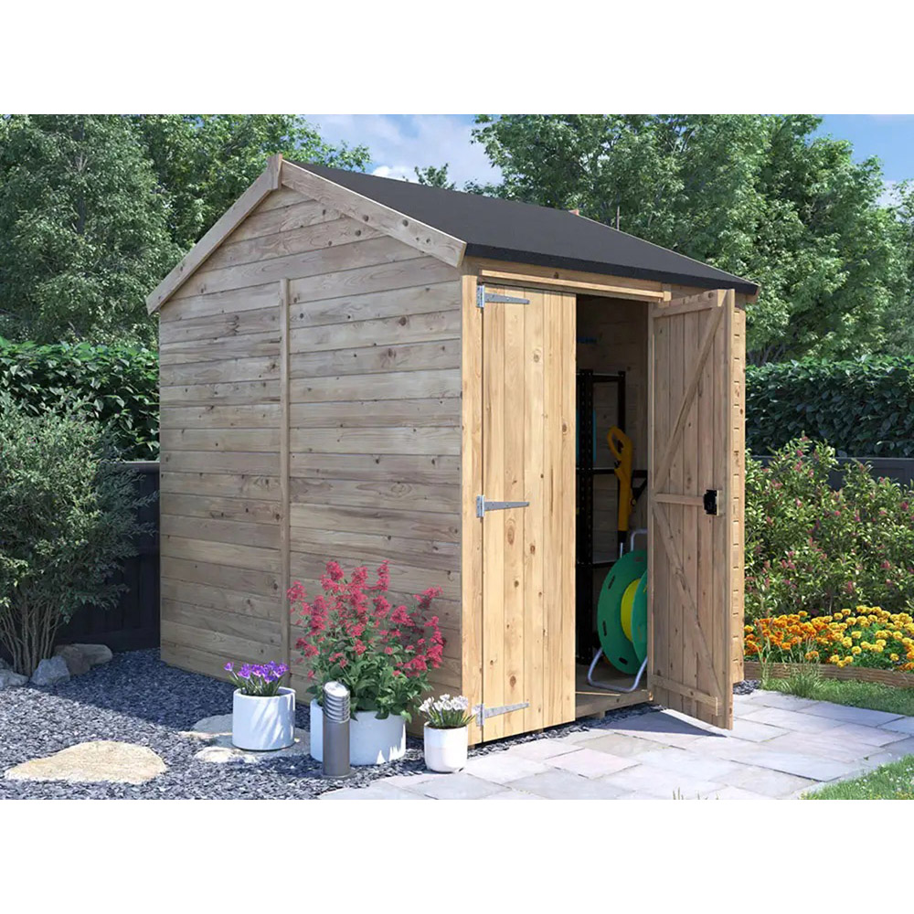 Dunster House Overlord 6 x 8ft Modular Brown Superfelt Apex Bike Shed Image 2