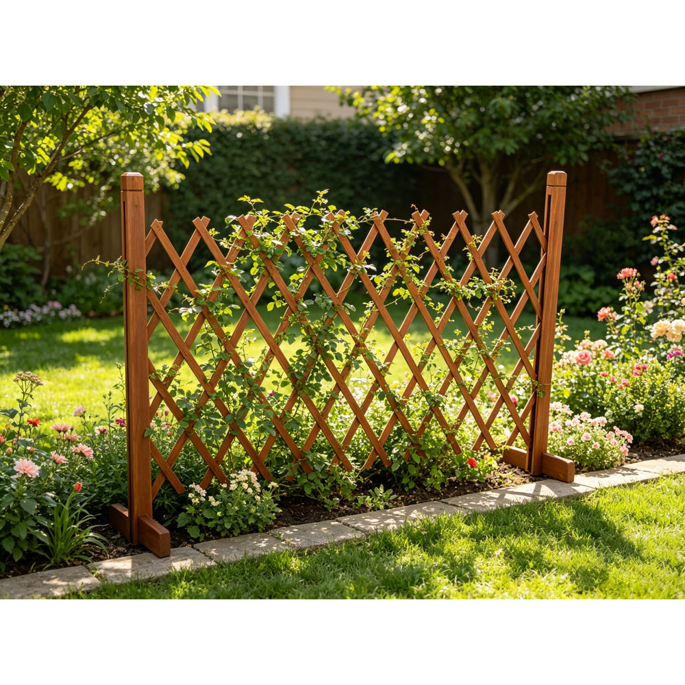 Avilo 3 x 5ft Solid Fir Wood Expanding Garden Trellis Fence Panel Image 2