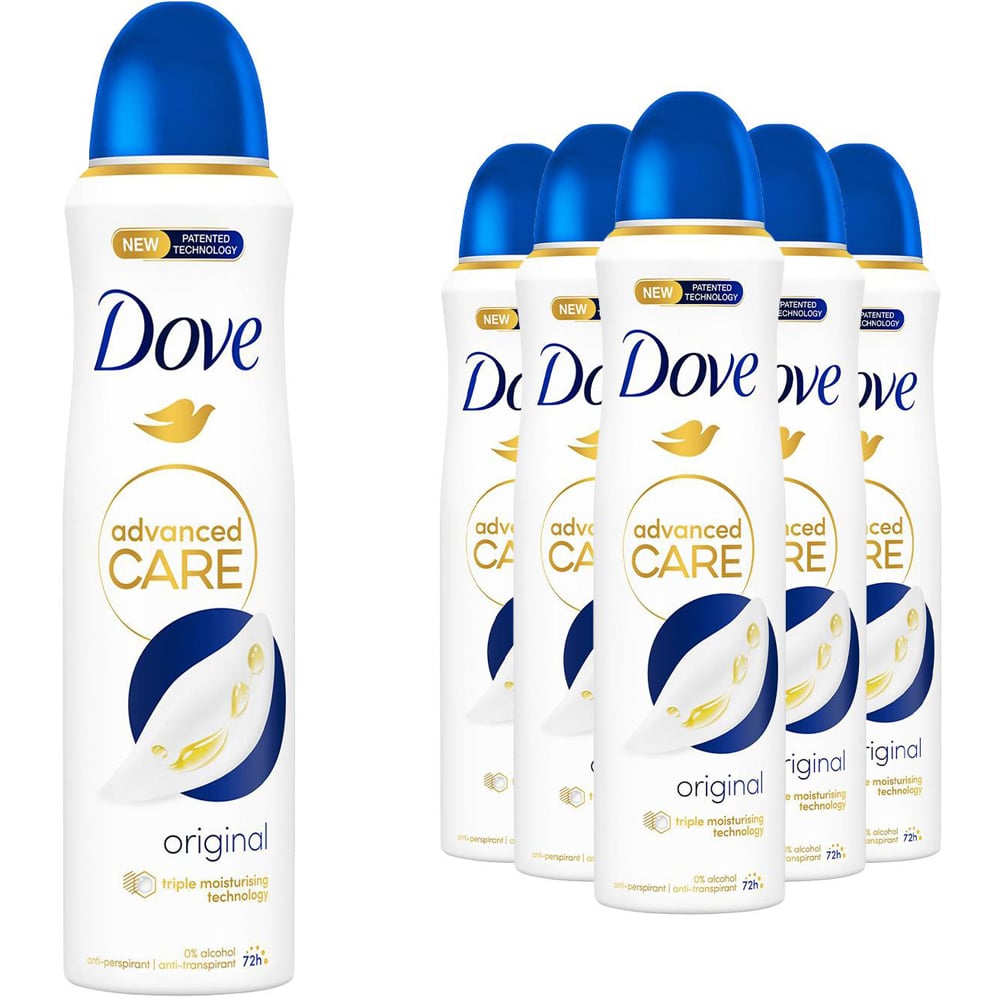 Dove Anti-Perspirant Advanced Care Original Deodorant Spray for Women 150ml 6 Pack Image 1