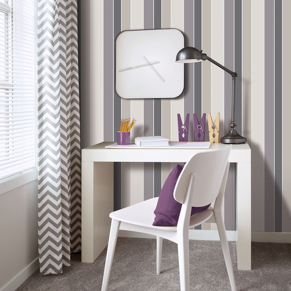 Galerie Nordic Elements Stripe Charcoal and Grey Wallpaper Image 2