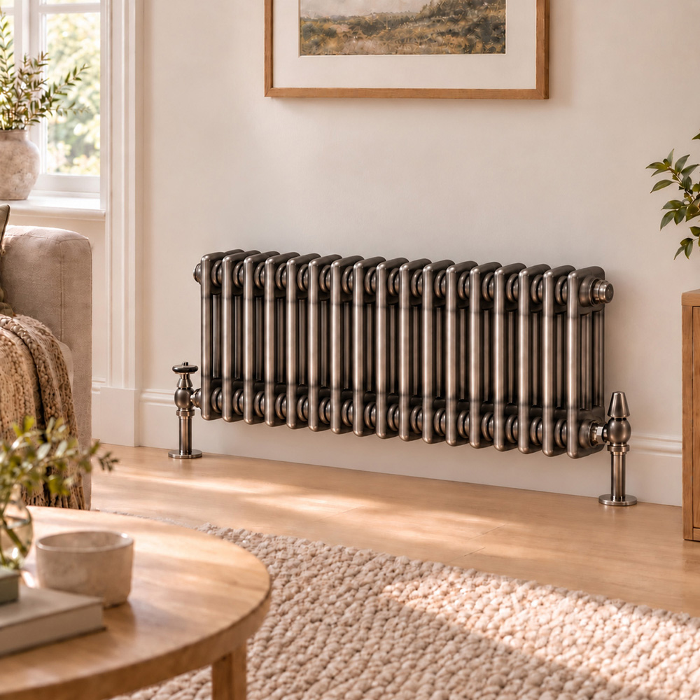 Go Bathrooms Clarence Raw Metal 3 Column Radiator 400 x 785mm Image 2