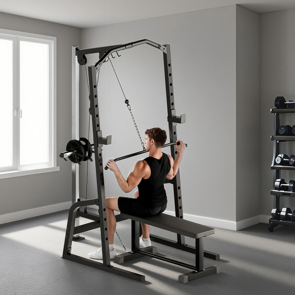 SPORTNOW Cable Crossover Machine with Pulley System and Squat Rack Image 2