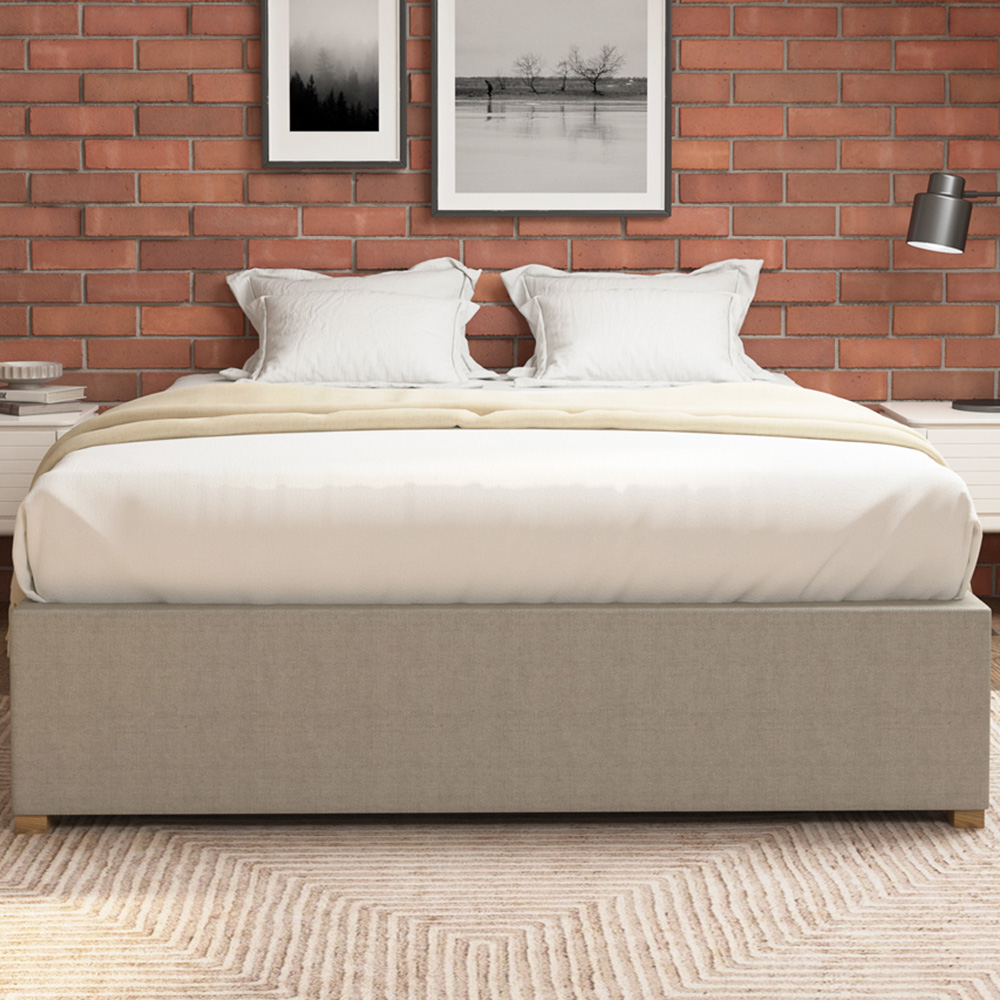 Aspire Furniture Super King Natural Eire Linen Platform Ottoman Bed Image 1