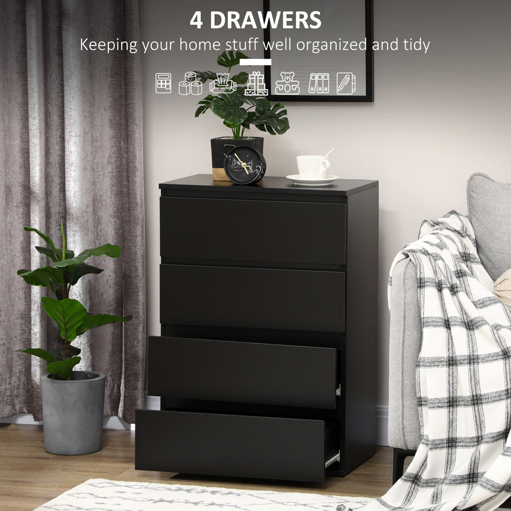Portland 4 Drawer Black Chest of Drawers Image 6