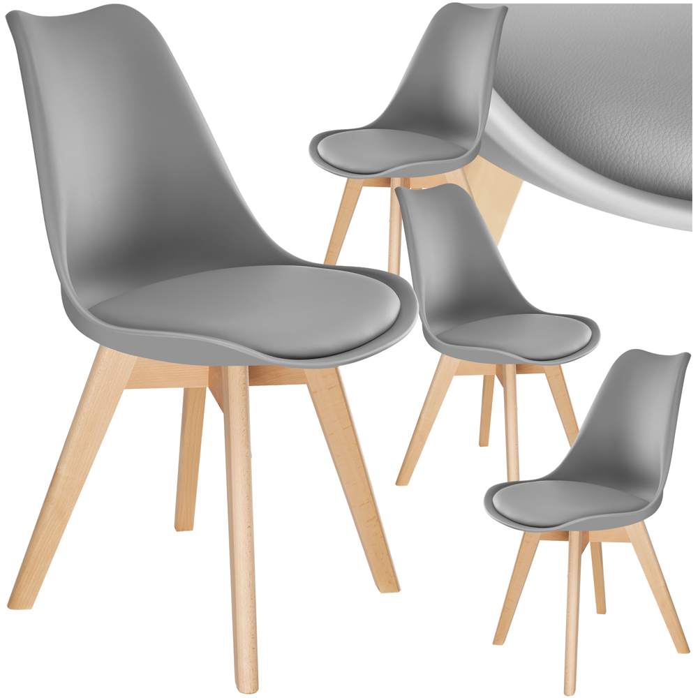 tectake Frederikke Set of 4 Ergonomic Dining Chair with Padded Seat Image 2