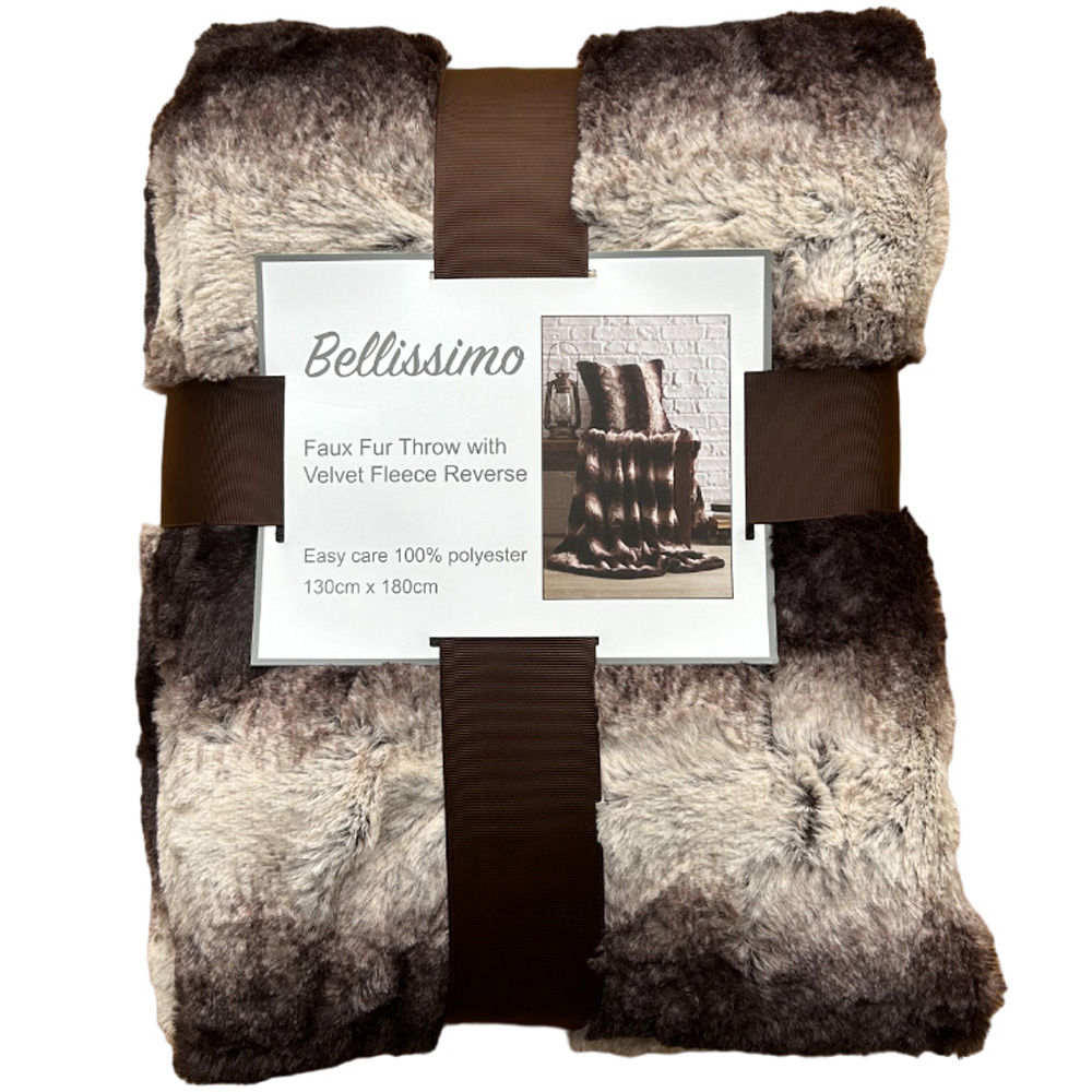Bellissimo Chocolate Faux Fur Throw 130 x 180cm Image 1