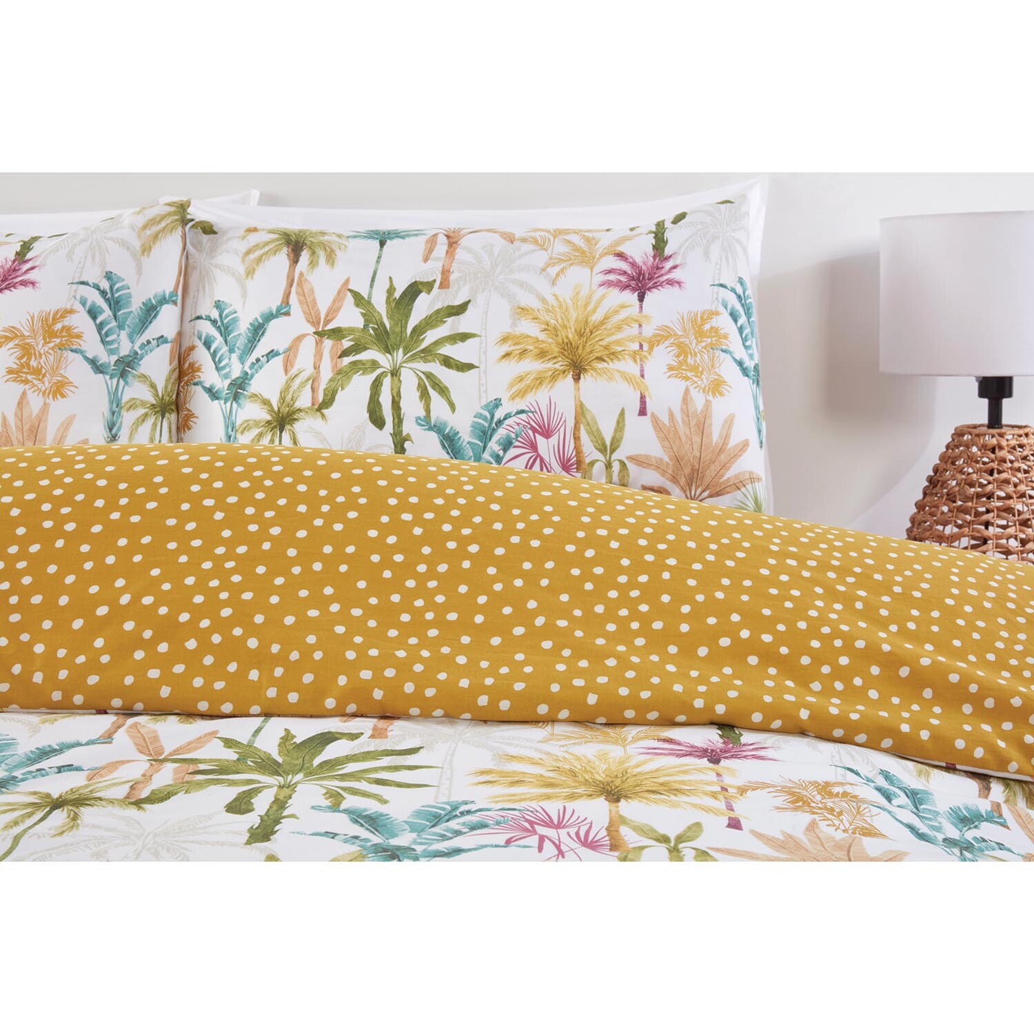 Palmera Palm Duvet Cover and Pillowcase Set - Ochre / King Image 3