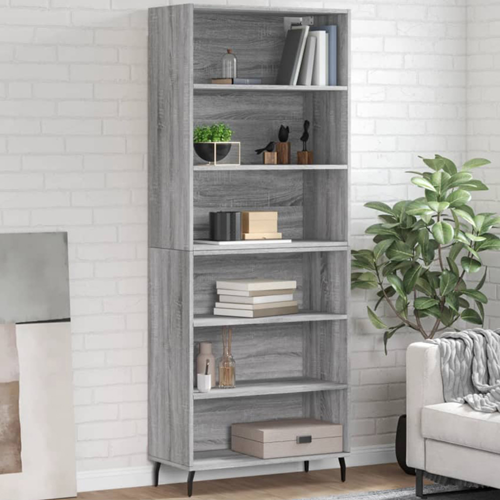 vidaXL 6 Shelf Grey Sonoma Highboard Image 1