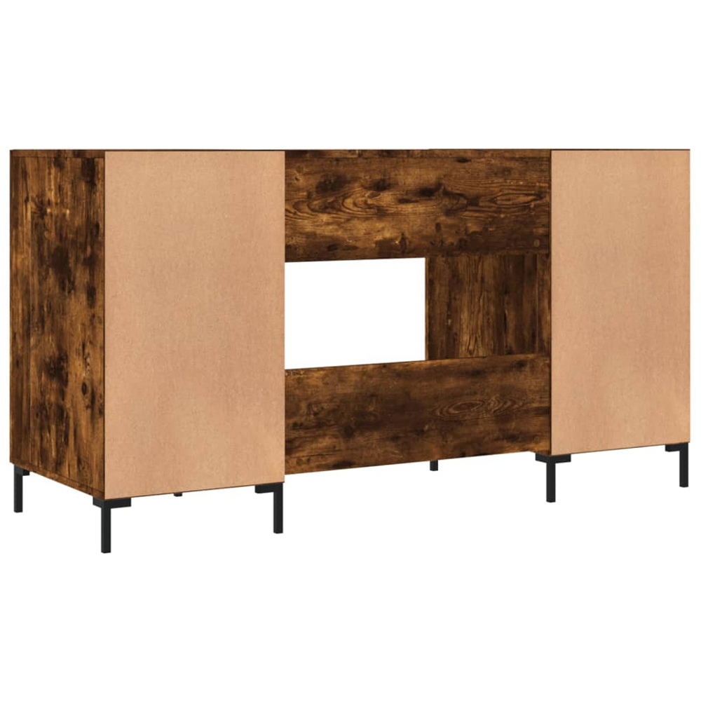 vidaXL 2 Door Computer Desk Smoked Oak and Black Image 8