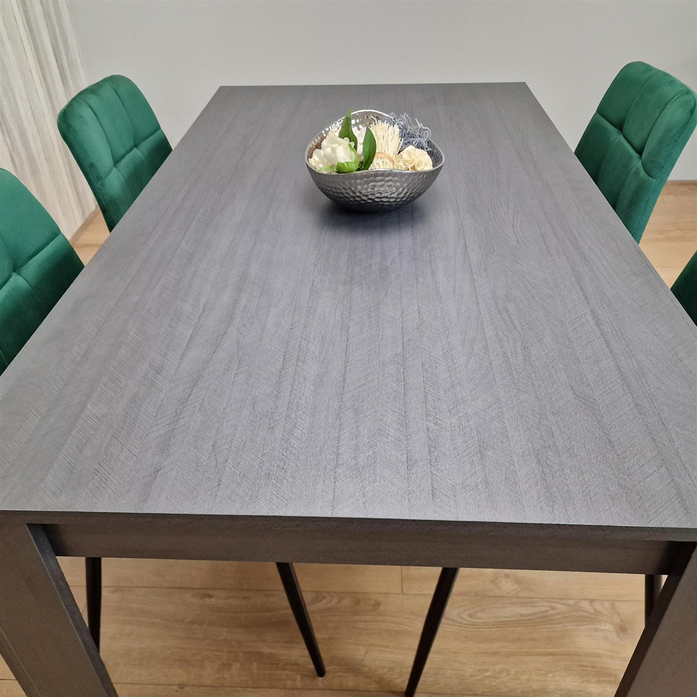 Kosy Koala 4 Seater Velvet Arrow Design Dining Set Dark Grey and Green Image 8