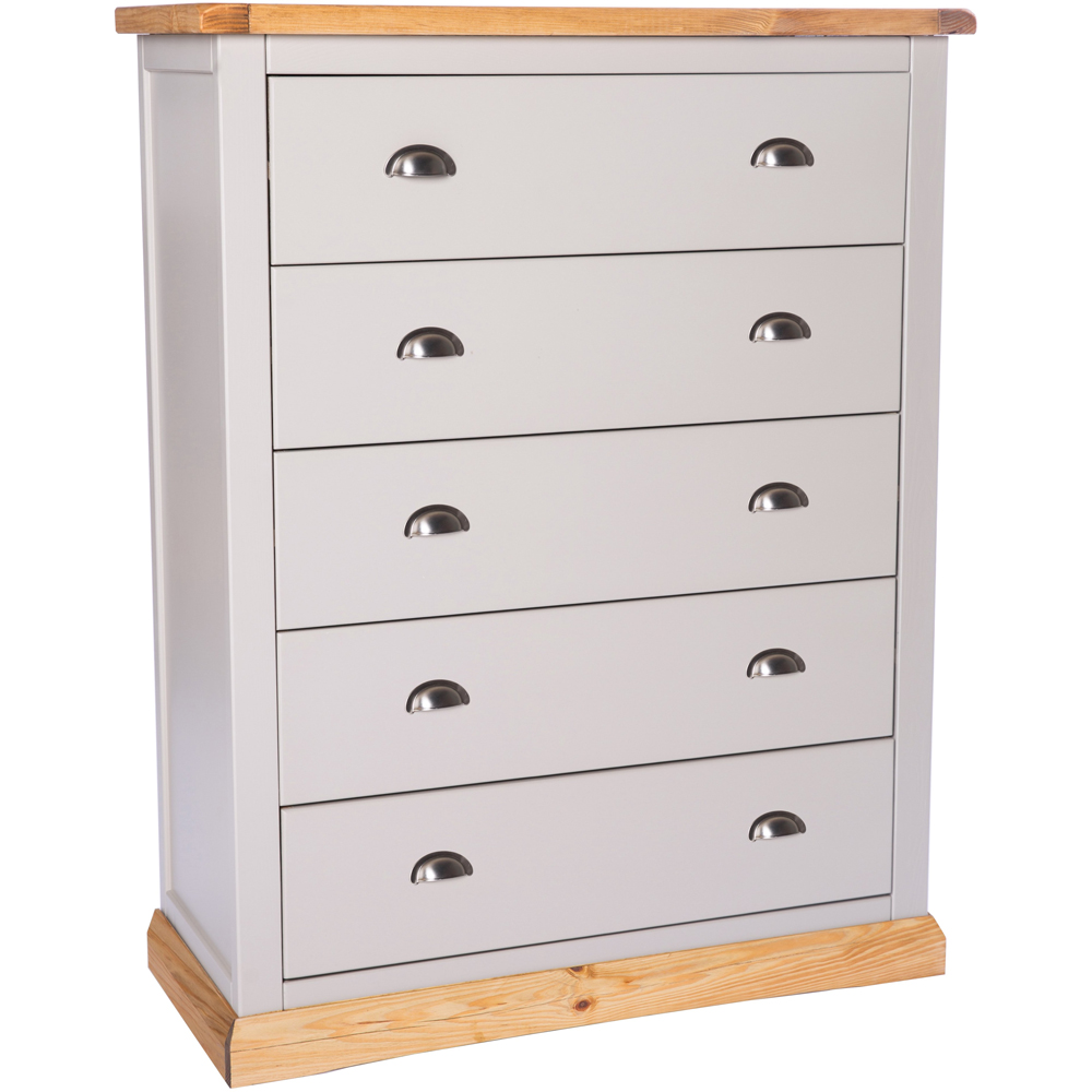 Cabinet Bits Bomporto 5 Drawer Grey Chrome Cup Handle Chest of Drawers Image 3