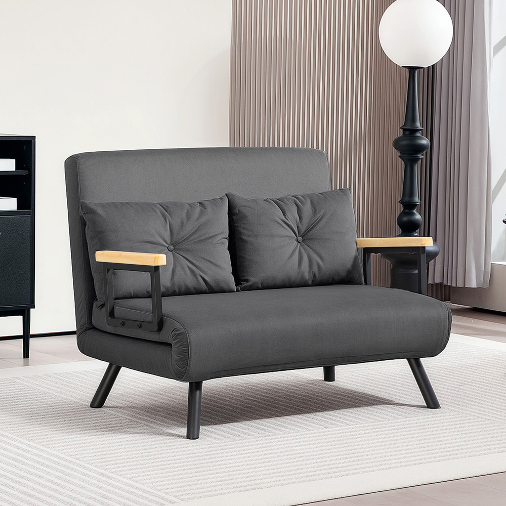 HOMCOM 2 Seater Dark Grey Click Clack Sofa Bed Image 5