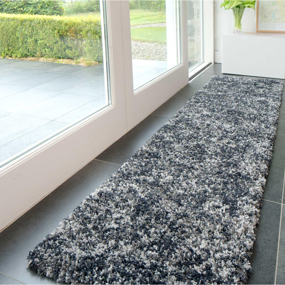 Kukoon Kinsale Dark Grey Multicolour Shaggy Mottled Rug 60 x 240cm Image