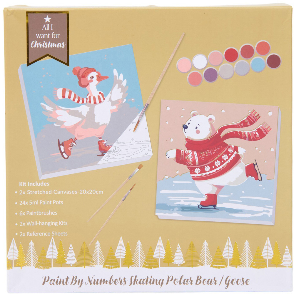 Skating Goose and Polar Bear Paint By Numbers Kit Image 1