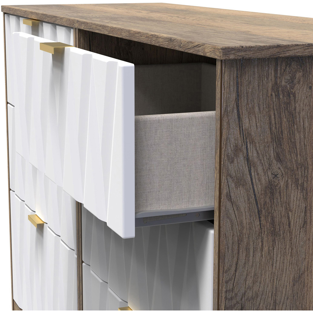 Crowndale Las Vegas 6 Drawer Matt White and Vintage Oak Chest of Drawers Ready Assembled Image 6