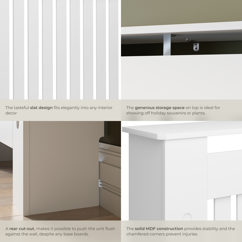 tectake Vila Wooden Louvre Radiator Cover 19 x 152 x 82cm Image 5