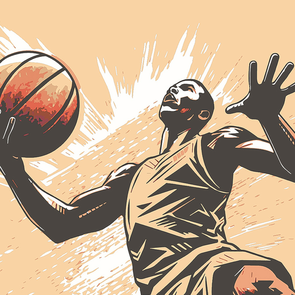 Origin Murals Graphic Basketball Player Orange Wall Mural Image 2
