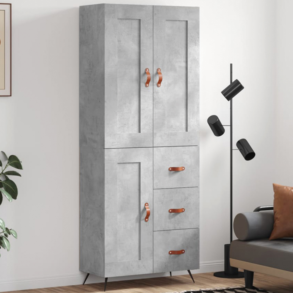 vidaXL 4 Glass Door Grey Highboard Image 1