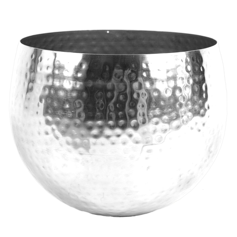 Leaf Christmas Red Poinsettia Artificial Plant in Silver Hammered Metal Planter 40cm Image 2