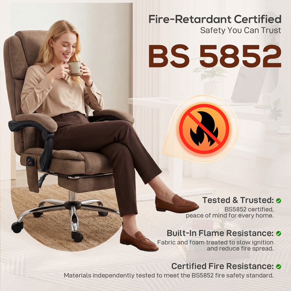 Portland Brown Massage and Heat Office Chair Image 8